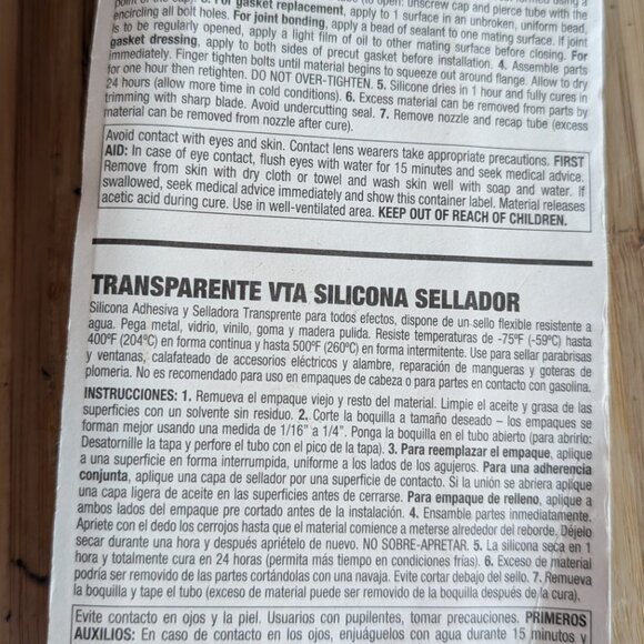 Lot of 2 PRO SEAL Clear RTV Silicone Adhesive & Sealant N80066 - 3 oz each NEW - Picture 2 of 2